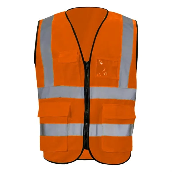 Front-Zip Reflective Safety Vest with Pockets - Interlock Un