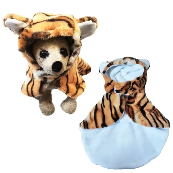 Tiger print warm pet costume for autumn & winter
