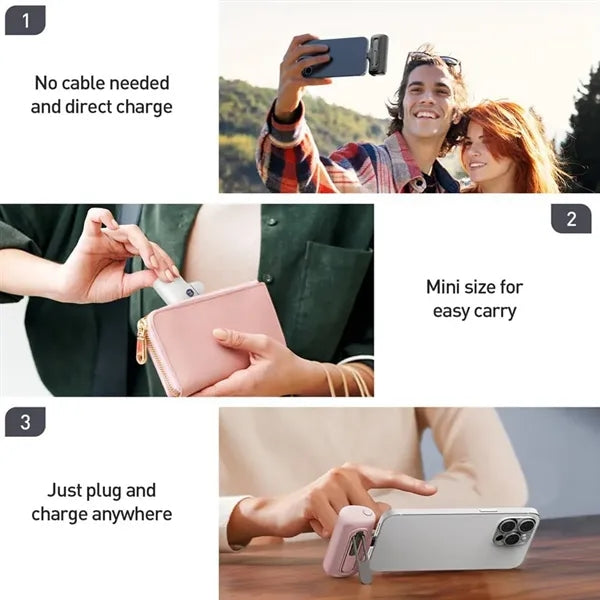 Portable Charger Power Bank With Foldable Metal Stand