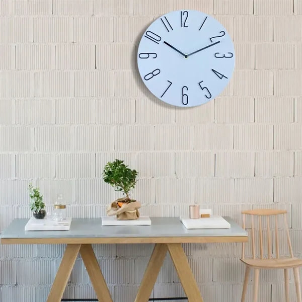 Silent Plastic Wall Clock 12 Inch Round