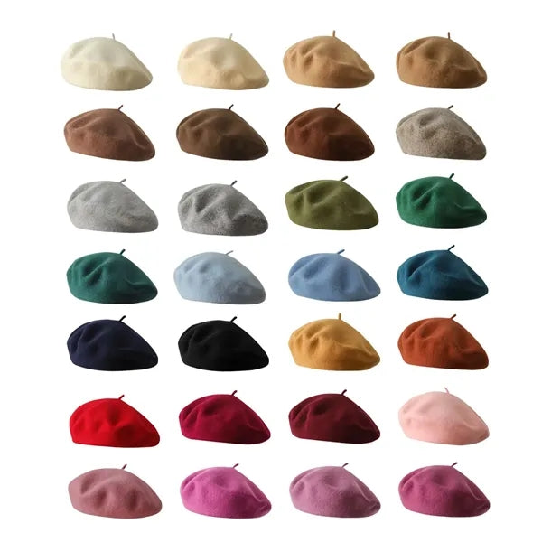 Solid Color Wool Fashionable Warm Customizable Beret