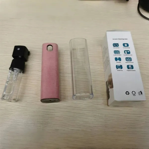 Mini screen cleaning spray with microfiber cloth and case