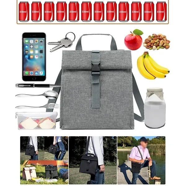 Work office picnic cooler tote rolltop insulated lunch bag