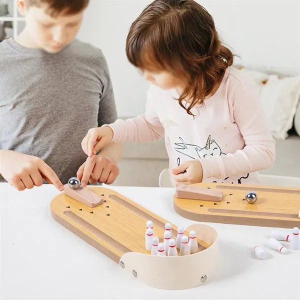 Stress relief fun gift toys mini wooden tabletop bowling set