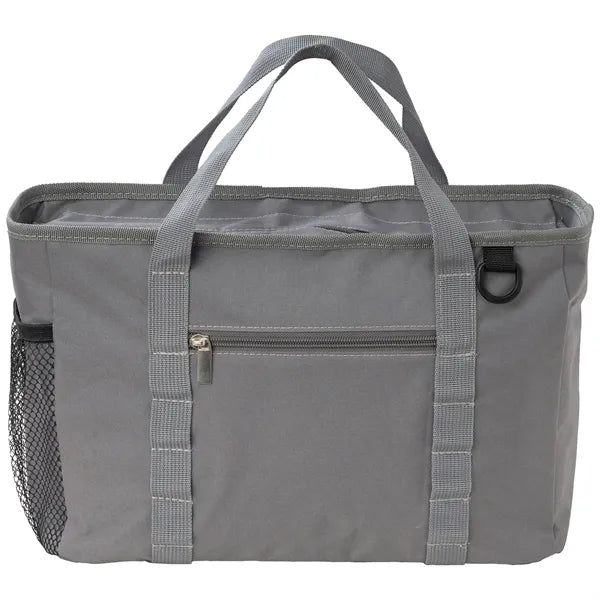 Solid Color Insulated Lunch Bag with Zipper Pockets