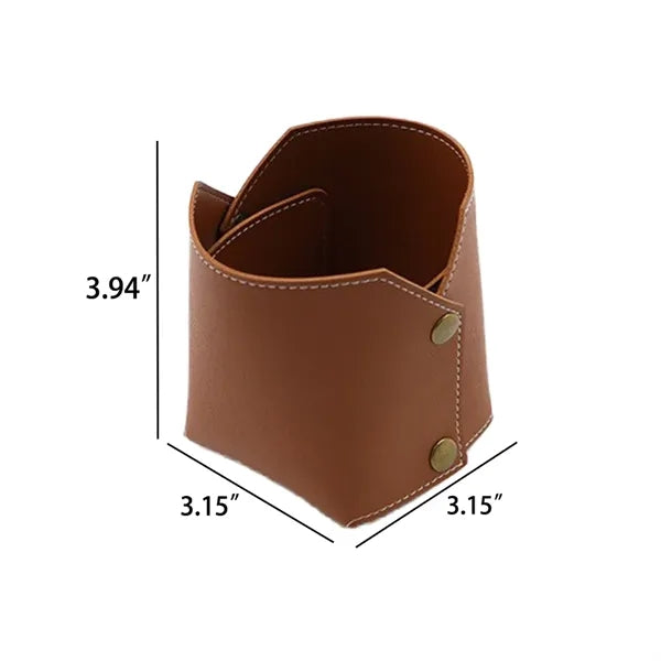 Elegant Textured PU Desktop Pen Organizer
