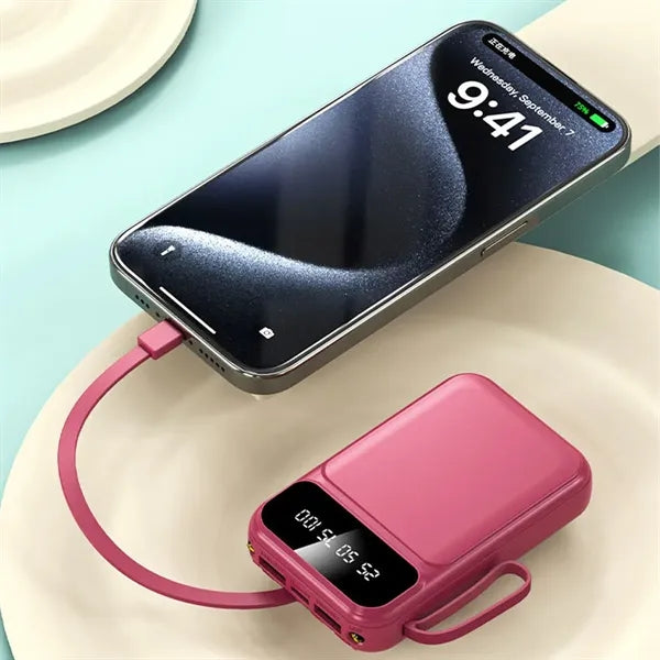 Mini Portable Power Bank with Cable Compact Lightweight