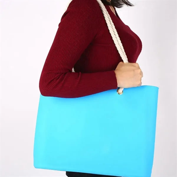 Custom Waterproof Silicone Beach Tote Bag with Rope Handles