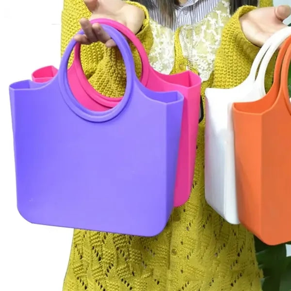 Custom Silicone Beach Grocery Tote Bag with Round Handles