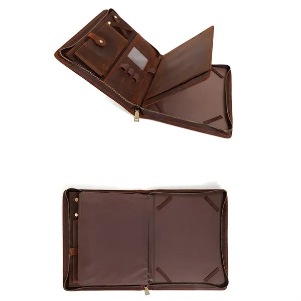 A4 Genuine Leather Folder Organizer