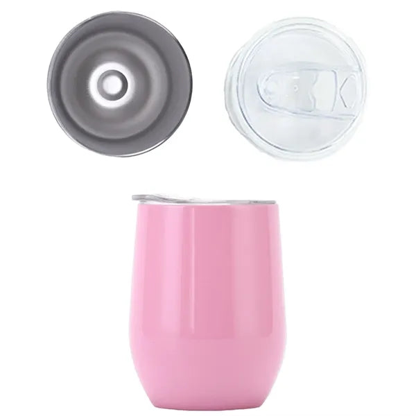 12Oz Stainless Steel Egg-Shaped Vacuum Wine Tumbler With Lid