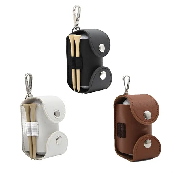 Outdoor Portable Leather Golf Ball Storage Bag Waist Pouch