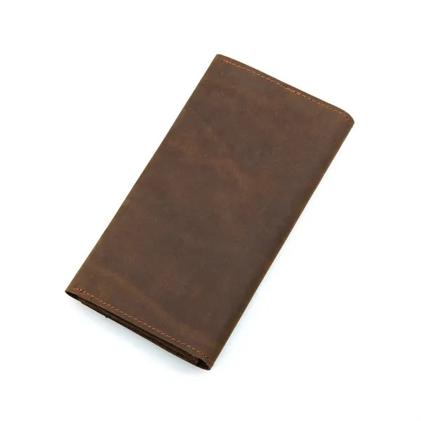 Genuine Leather Snap Closure Lightweight Long Bifold Wallet