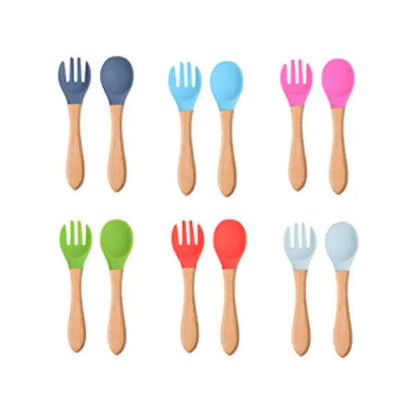 Silicone Baby Spoons and Forks for 12-18 Months Self-feeding