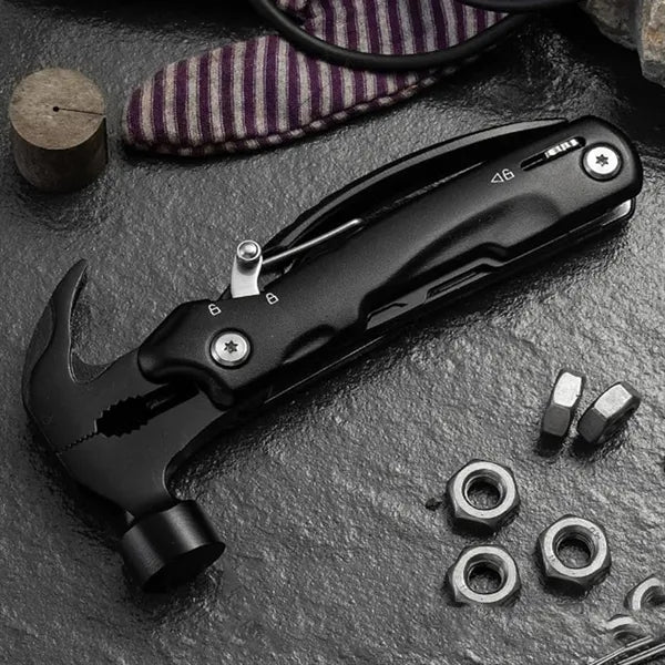 12 in 1 Multi-tool Claw Hammer w/ Pliers Safety Lock & Pouch