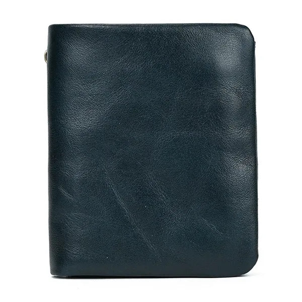 Slim Multiple Card Slots Genuine Leather Bifold Short Wallet