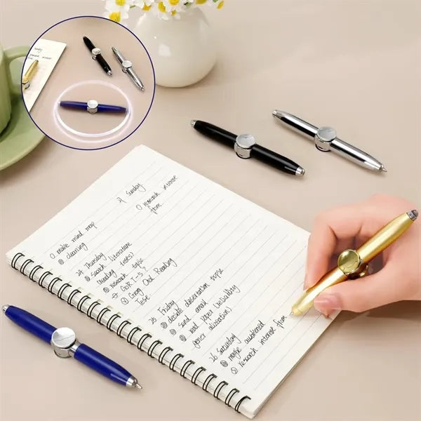 Versatile Metal Fidget Spinning Ballpoint Pen w/LED Light