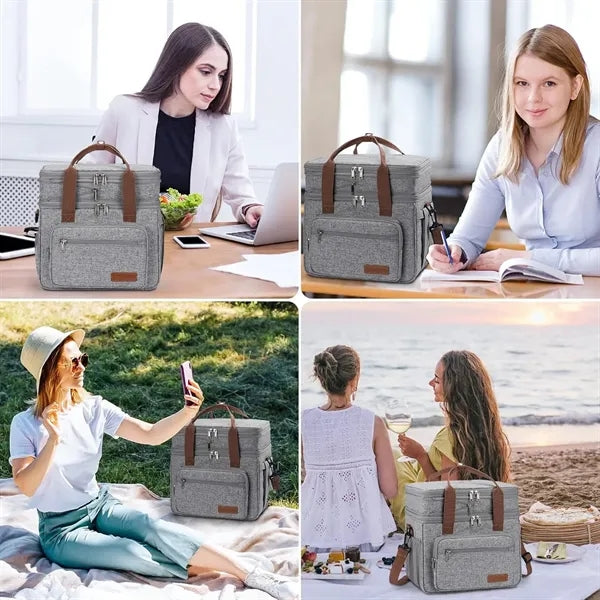 Double Deck Expandable Lunch Cooler Bag
