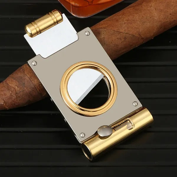 Single Blade Cigar Cutter with Integrated Cigar Punch