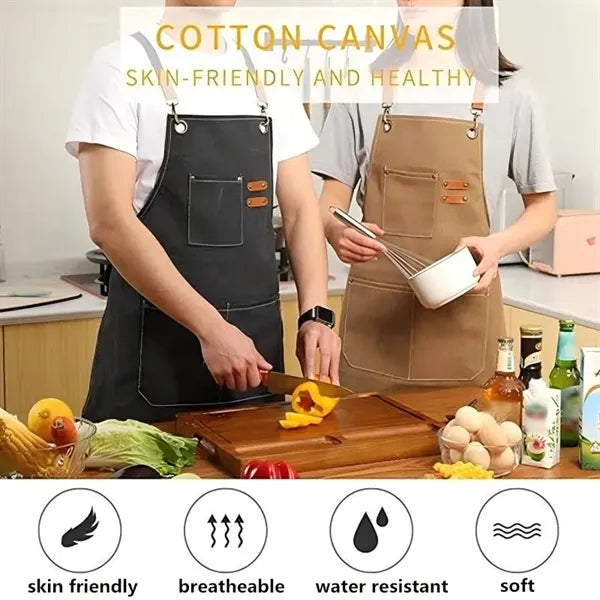 Canvas Cross Back Cotton Aprons for Men Women