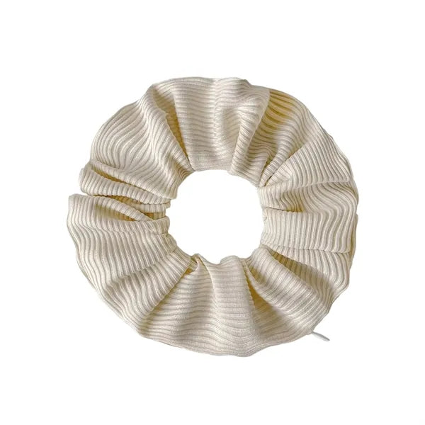 Striped Fabric Zipper Scrunchie Hair Tie With Pocket