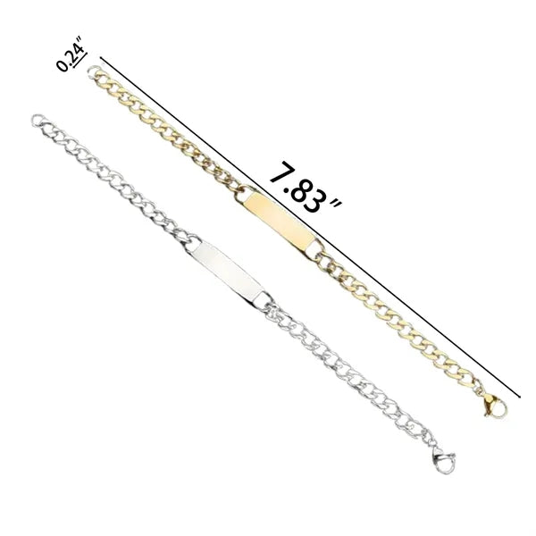 Elegant Stainless Steel Laser Engraved Bracelet