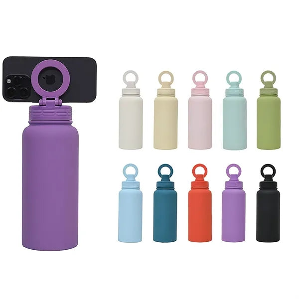 Stainless Steel Bottle With Mobile Phone Magnetic Stand
