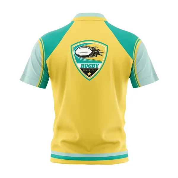Custom Men's Full Sublimation 2-Button Front Rugby Jersey