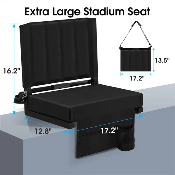 Foldable Anti-Slip Stadium Chair with Storage Pocket