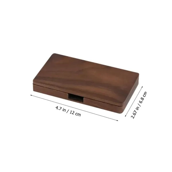 Magnetic Closure Black Walnut Portable Business Card Holder