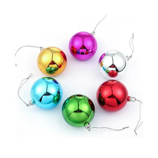Colorful Round Plastic Christmas Ball Ornaments with Lanyard