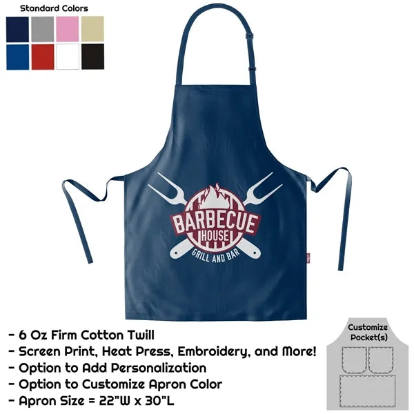 Cotton Twill Bib Apron - 22"W X 30"L