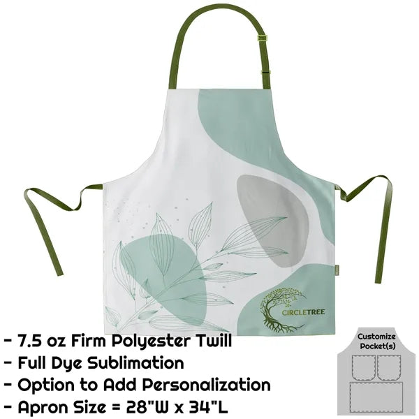 Poly Twill Sublimation Bib Apron - 28"W X 34"L