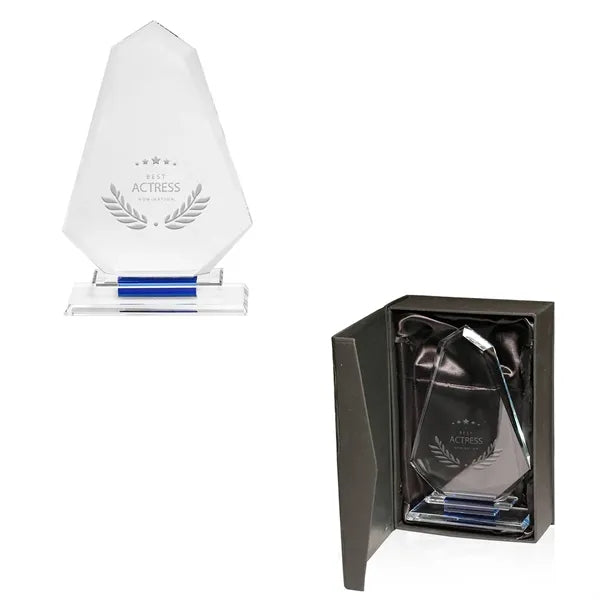 Blue Accent Glass Achievement Trophy