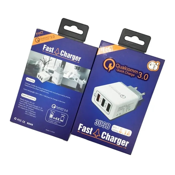 3 Port USB C Fast Charging Plug Adapter