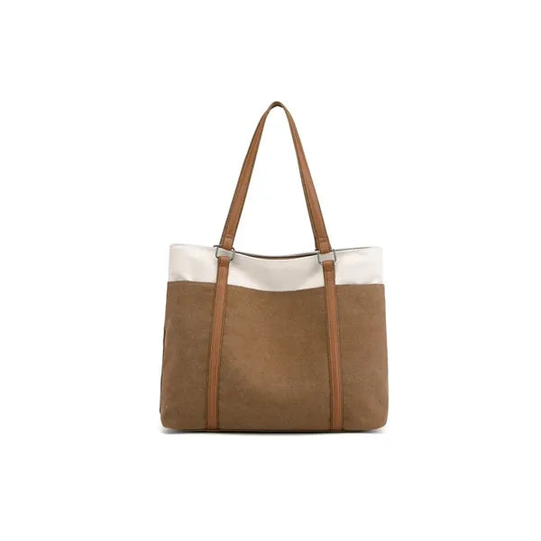 Lightweight Versatile Casual Colorblock Canvas Tote Bag