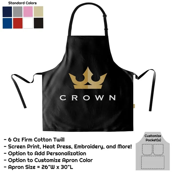 Cotton Twill Bib Apron - 26"W X 30"L