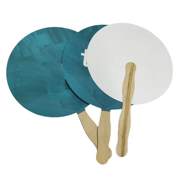 Round Paper Hand Fan with Wooden Handle for Promotion