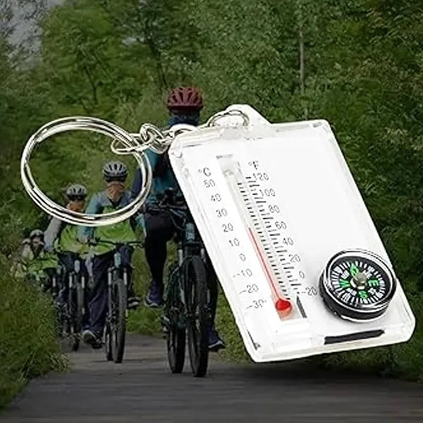 3-in-1 Keychain with Thermometer Compass and Magnifier