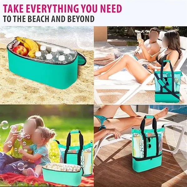 Waterproof Sandproof Beach Tote Bag with Cooler Compartment