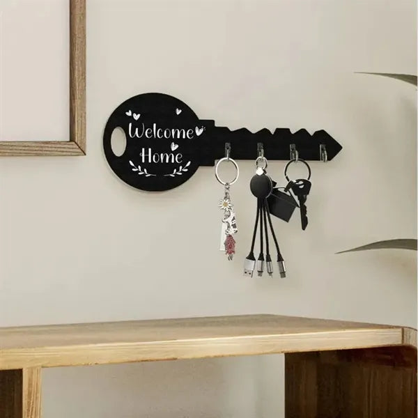 Wooden Key Holder Hooks Rack Wall Mounted Organizer
