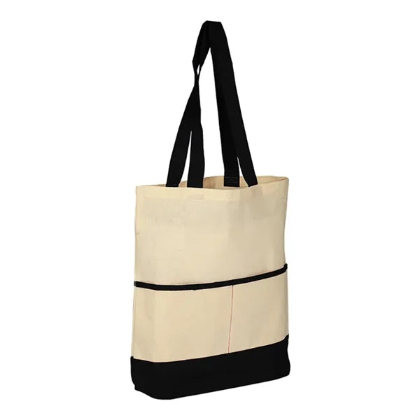 Cotton Lightweight Accent Color Tote ( 14.5"W X 17"H X 3" )