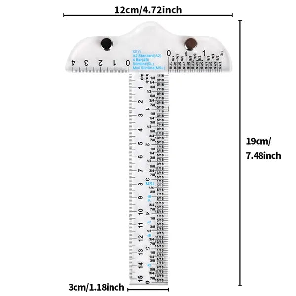 6-inch Practical Dual Scale Transparent T-Square Ruler
