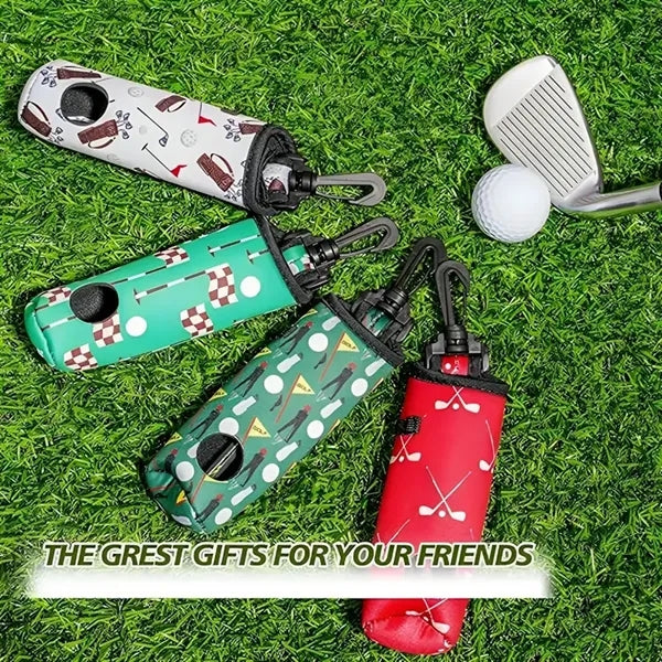 Portable Neoprene Golf Ball Bag with tee holder and clip