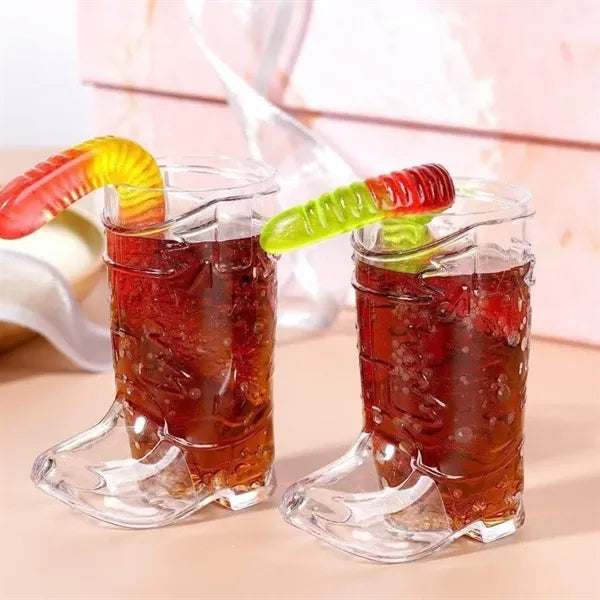 Mini Novelty Cowboy Boot Shaped Plastic Shot Glass