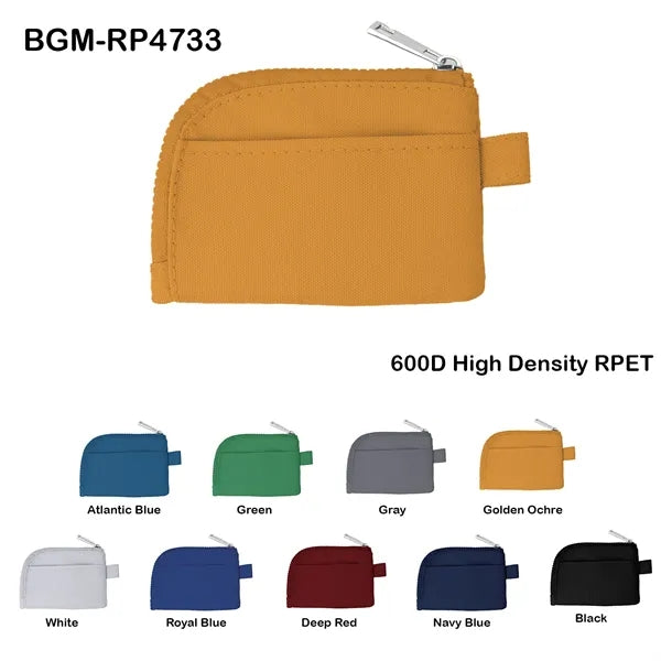 600D RPET Zippered Card Pouch w/ Clip - 4.7" x 3.3"