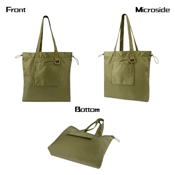 Spacious Foldable Dual-Pocket Drawstring Closure Tote Bag