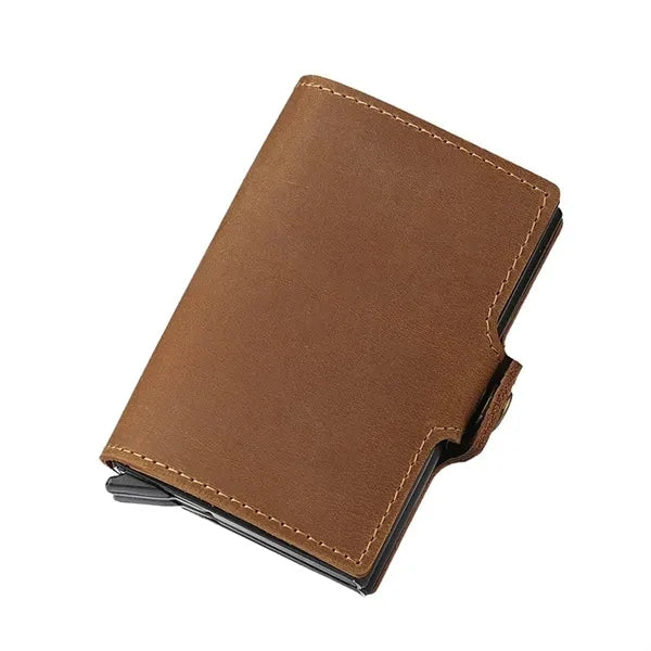 Slim Multi-Slot Quick Access Aluminum RFID Leather Wallet