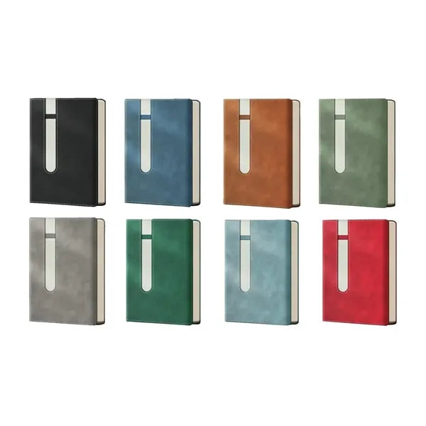 Waterproof Lay-Flat A5 PU Leather Notebook with Pen Holder