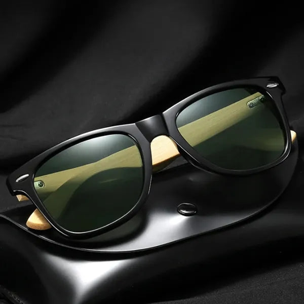 Eco-Friendly Bamboo Frame Sunglasses with Storage Pouch